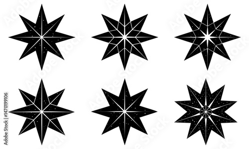 Eight Point Star Silhouette vector illustration