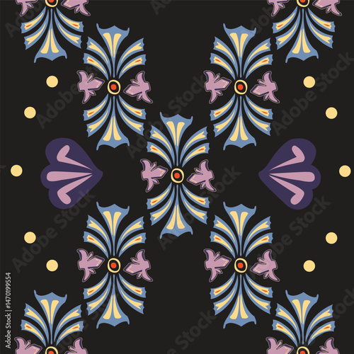 Seamless pattern with hand draw ornaments