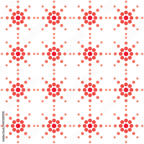 Seamless pattern with red hexagons variety on a white background