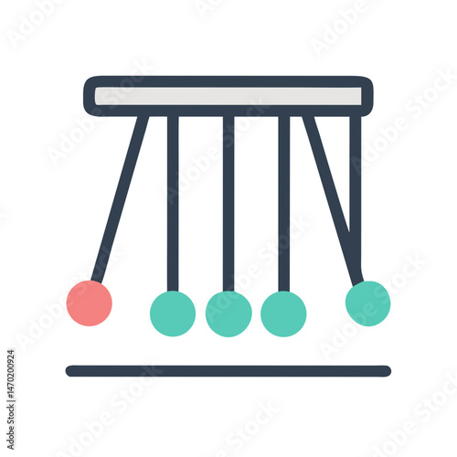 Newton's Cradle Icon – Physics and Motion Concept Symbol