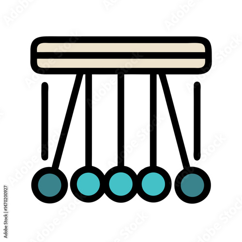 Newton's Cradle Icon – Physics and Motion Concept Symbol