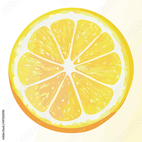 Vibrant Lemon Slice Illustration Fresh Citrus Fruit Graphic Design Element