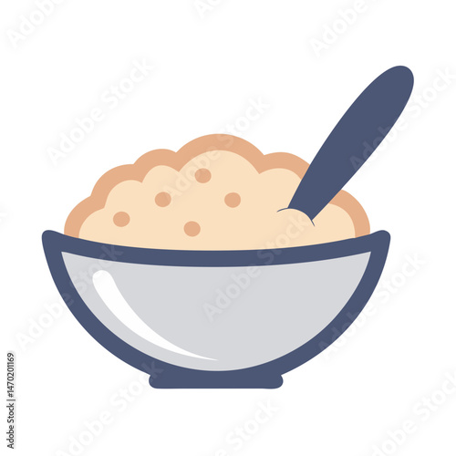 Oatmeal Bowl with Spoon Icon – Healthy Breakfast and Nutrition Symbol