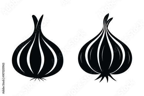 Garlic Silhouette Vector bundle  illustration, Garlic Silhouette 