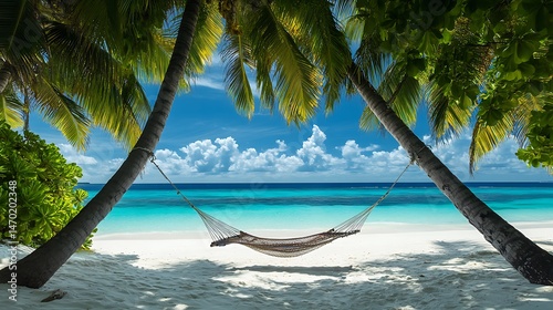Hammock with Tropical Beach Paradise.