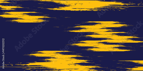 Abstract yellow-blue frame on a dark background. Sporty design in grunge style. Illustration