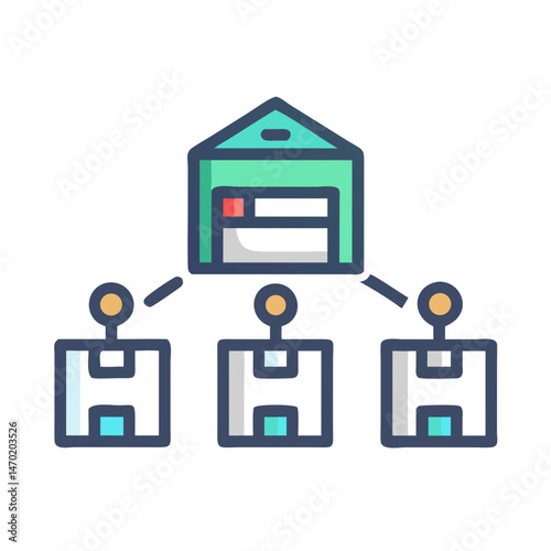 Package Distribution Network Icon – Logistics and Delivery System Symbol