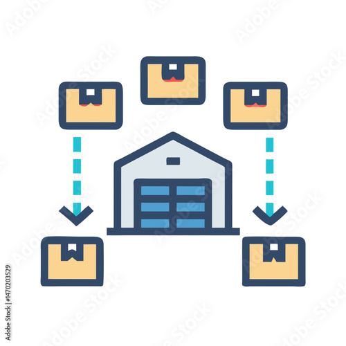 Package Distribution Network Icon – Logistics and Delivery System Symbol