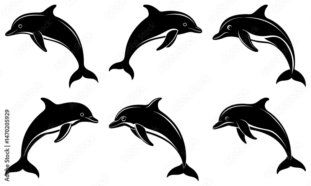 Naklejka premium Dolphin Silhouette vector illustration