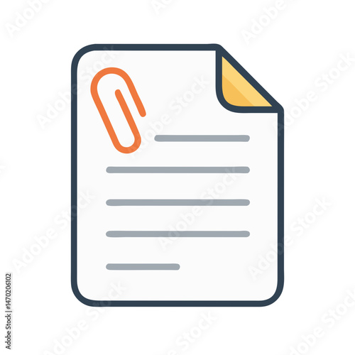 Paper with Paperclip Icon – Classroom and Organization Symbol