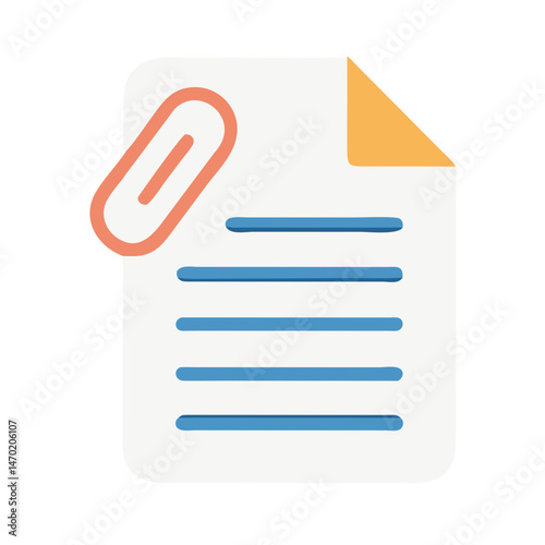 Paper with Paperclip Icon – Classroom and Organization Symbol