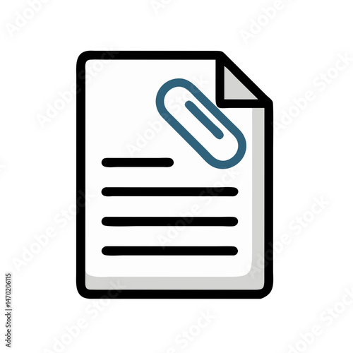 Paper with Paperclip Icon – Classroom and Organization Symbol