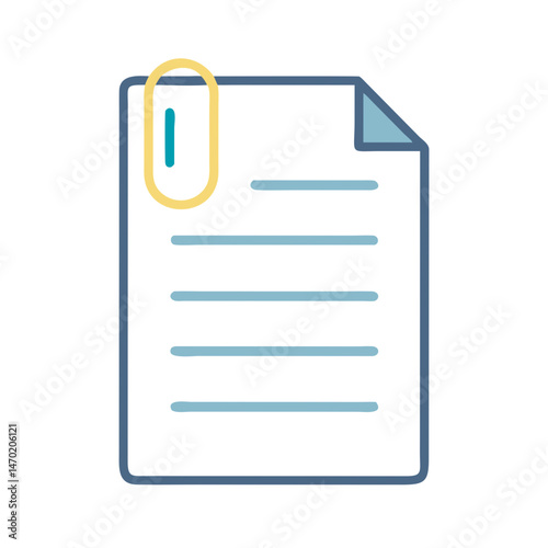 Paper with Paperclip Icon – Classroom and Organization Symbol