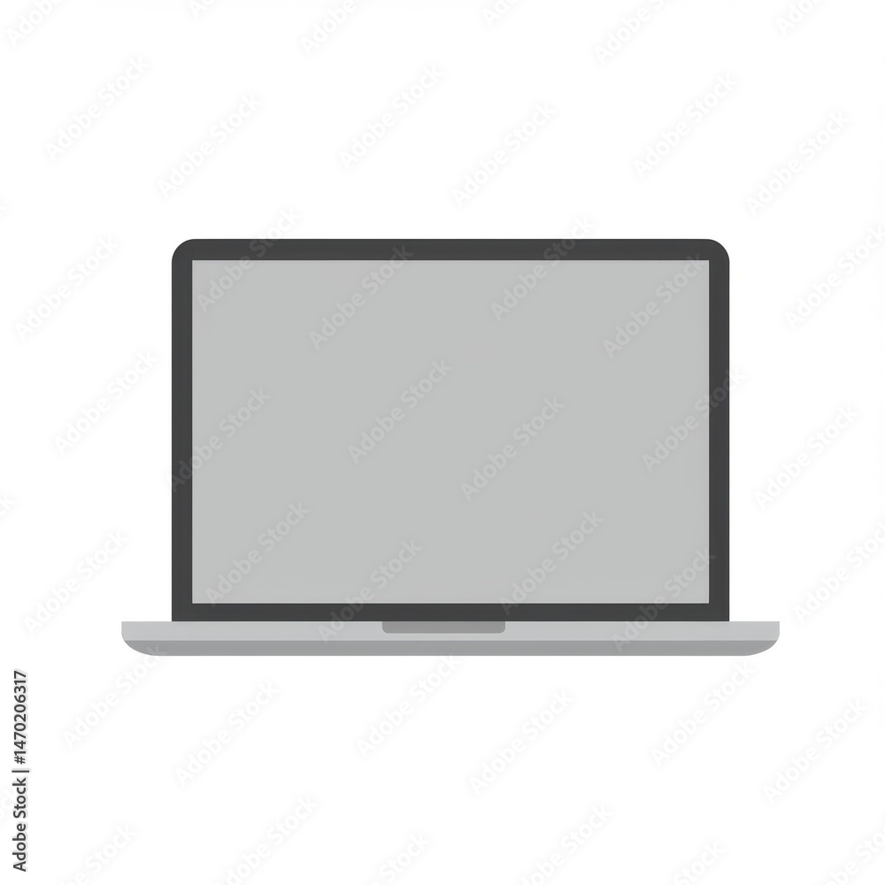Grey Laptop on White Background Grey Laptop on White Background