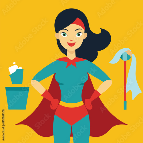 illustrate-a-superhero-themed-mom-doing-everyday-c.eps