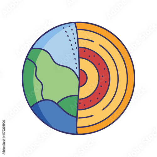 Planet Cross-Section Icon – Earth Science and Geological Layers Symbol