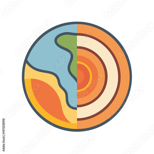 Planet Cross-Section Icon – Earth Science and Geological Layers Symbol