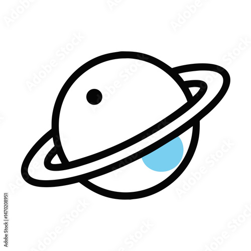Planet with Orbit Icon – Astronomy and Space Symbol