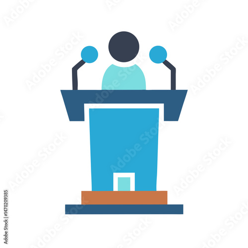 Podium Icon – Public Speaking Platform and Presentation Symbol