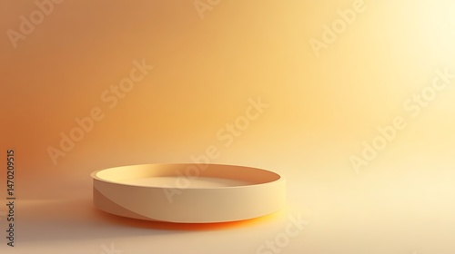 Beige Round Podium with Soft Light.