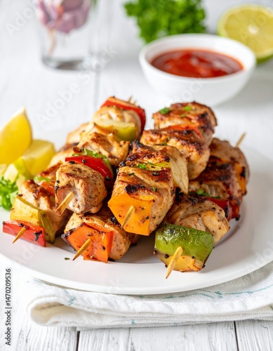 Obraz na płótnie plate full of shish kebabs w salonie