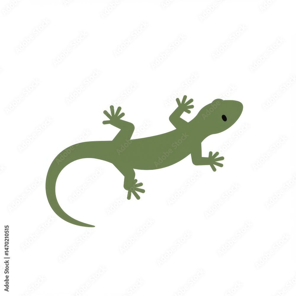 Naklejka premium Green Lizard Illustration on White Background