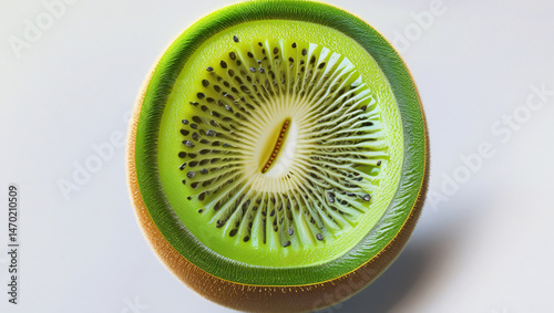 This image shows a cross section of a kiwi fruit. 