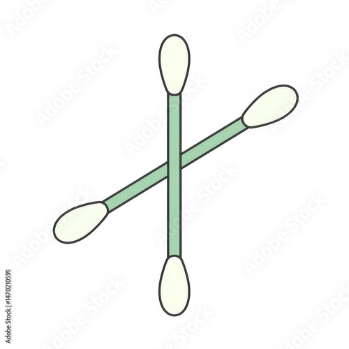 green cotton swabs crossed on white clip art preview