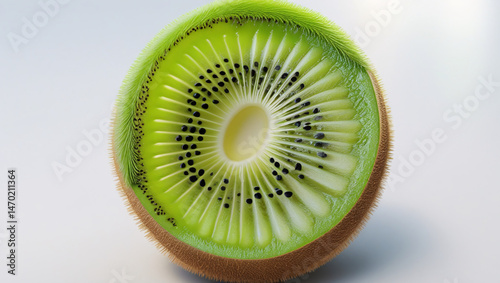 This image shows a cross section of a kiwi fruit. 