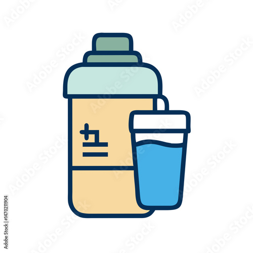 Protein Shaker with Lid Icon – Fitness and Health Symbol