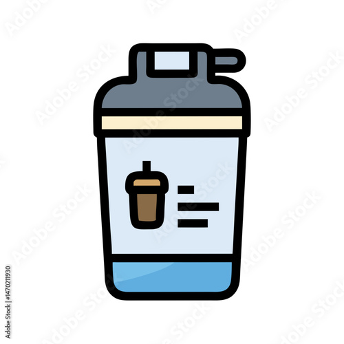Protein Shaker with Lid Icon – Fitness and Health Symbol