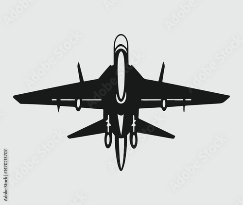 Silhouette of a Fighter Jet in Flight vector illustrator