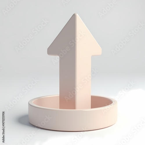 Upward Arrow in Stand on White Background