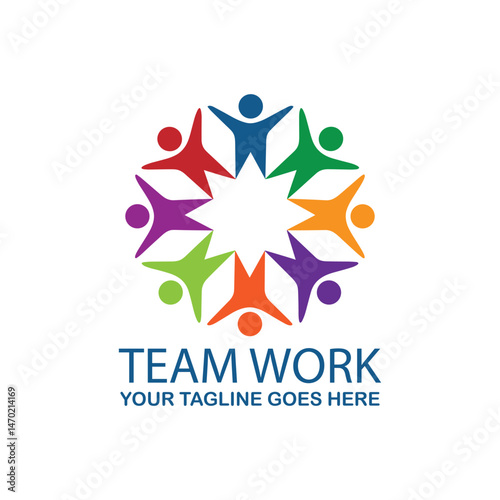 "Colorful Teamwork Logo Design Representing Unity and Collaboration"