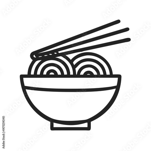 Ramen Bowl with Chopsticks Icon – Japanese Noodle Dish Symbol