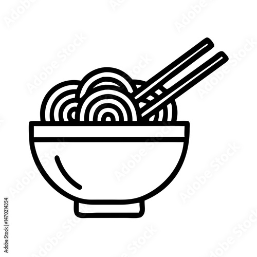 Ramen Bowl with Chopsticks Icon – Japanese Noodle Dish Symbol