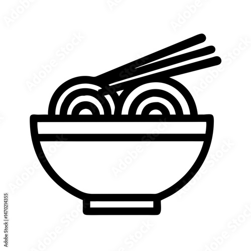 Ramen Bowl with Chopsticks Icon – Japanese Noodle Dish Symbol