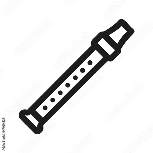 Recorder Flute Icon – Wind Instrument and Music Symbol