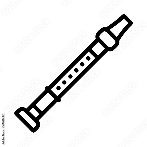 Recorder Flute Icon – Wind Instrument and Music Symbol