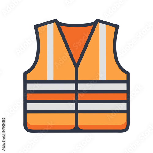 Reflective Safety Vest Icon – Construction and Visibility Symbol