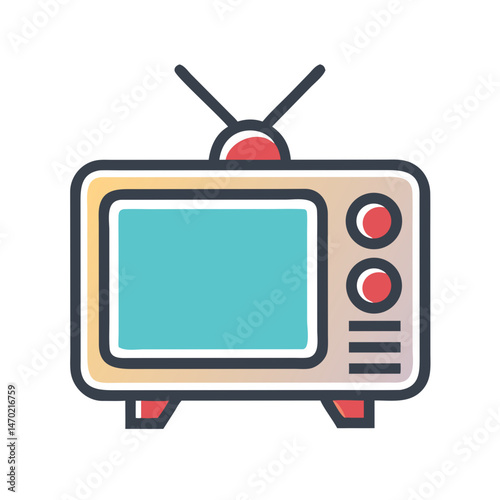 Retro Television Set Icon – Vintage TV and Classic Media Symbol