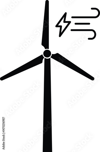 Wind power icon. Alternative energy industry thin line customizable illustration. Electricity generation. Wind turbines vector. isolated on white background. Editable stroke
