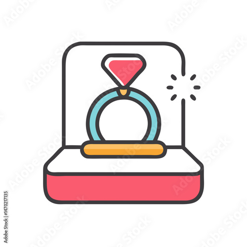 Ring in Proposal Box Icon – Engagement and Marriage Proposal Symbol
