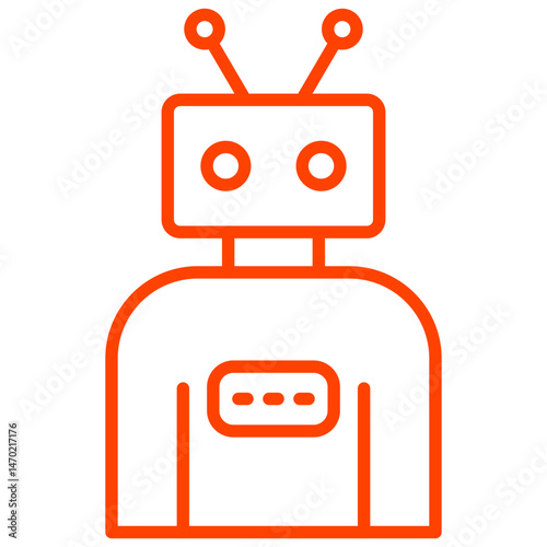 Robot Color Icon, Robot Icon – AI Bot, Android, Technology Robot Line & Flat Vector
