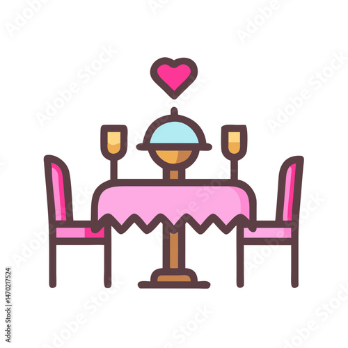 Romantic Dinner Table Icon – Reception and Date Night Dining Symbol