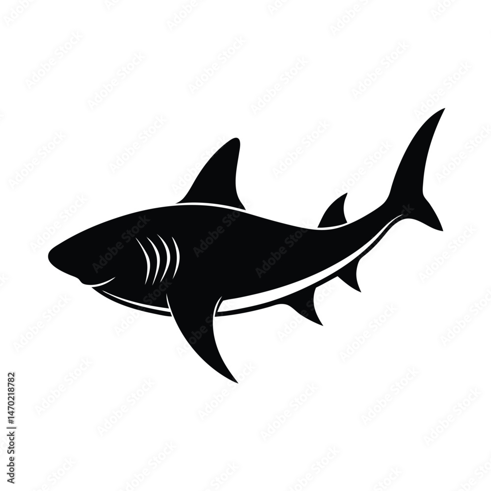 Fototapeta premium Stylized silhouette vector illustration of a shark 