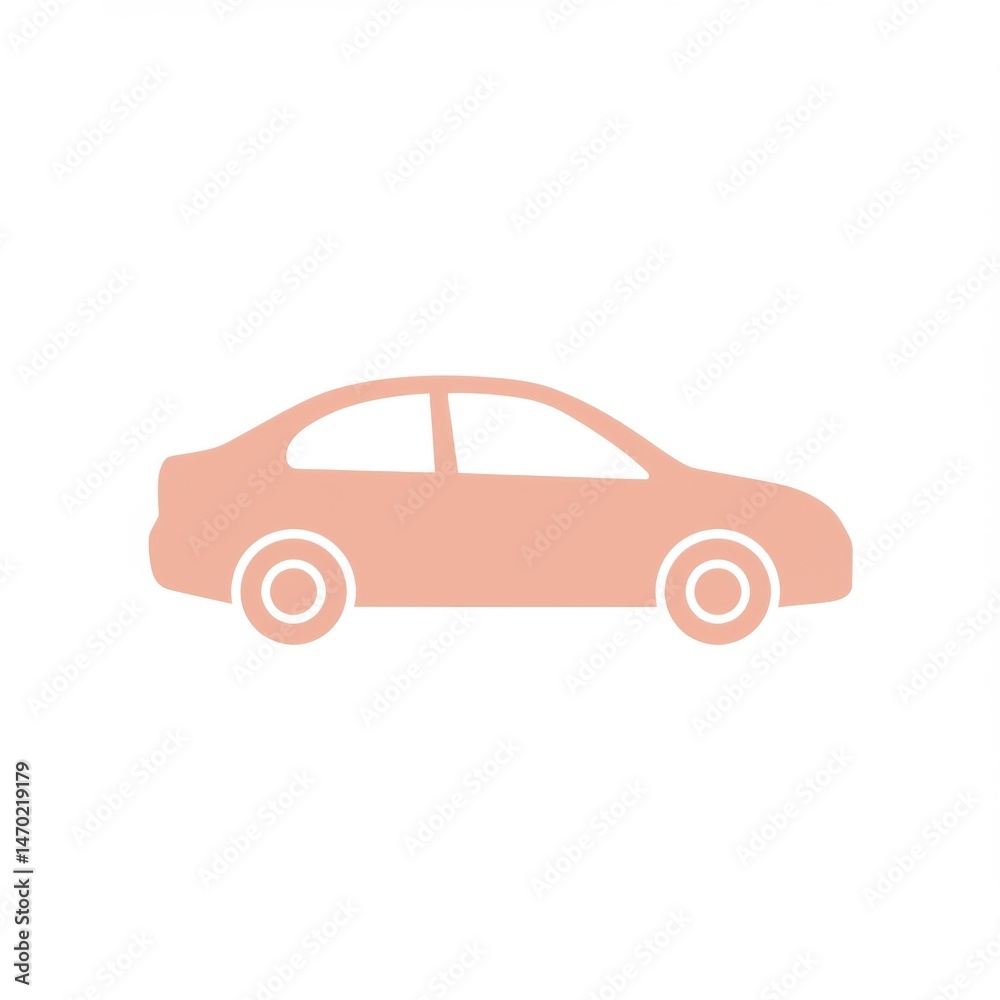 Fototapeta premium Light Pink Sedan Car Side Profile Illustration