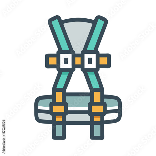Safety Harness Icon – Fall Protection and Workplace Safety Symbol