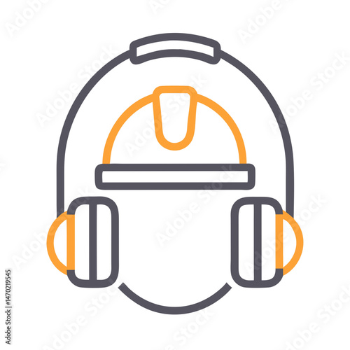 Safety Headphones Icon – Industrial Protection and Noise Reduction Symbol