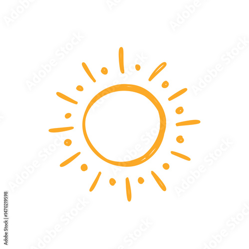 Doodle Sun Icon. Hand Drawn Style Vector Illustration